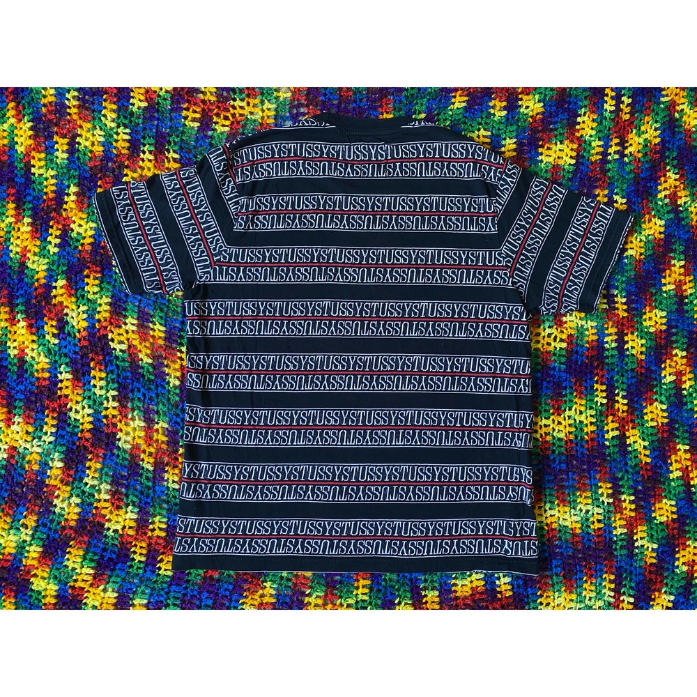 Y2K stussy all over print Spellout Sz L